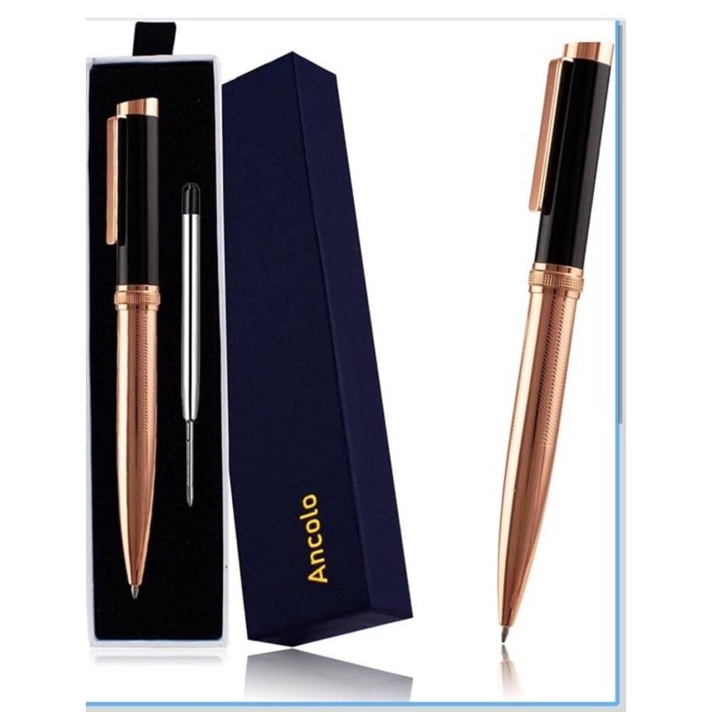 Luxury Ballpoint Black-Ink Pen Set Black Refill | Retro Gift Pen for Men & Women